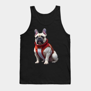 Sassy Frenchie in Red Turtleneck Tank Top